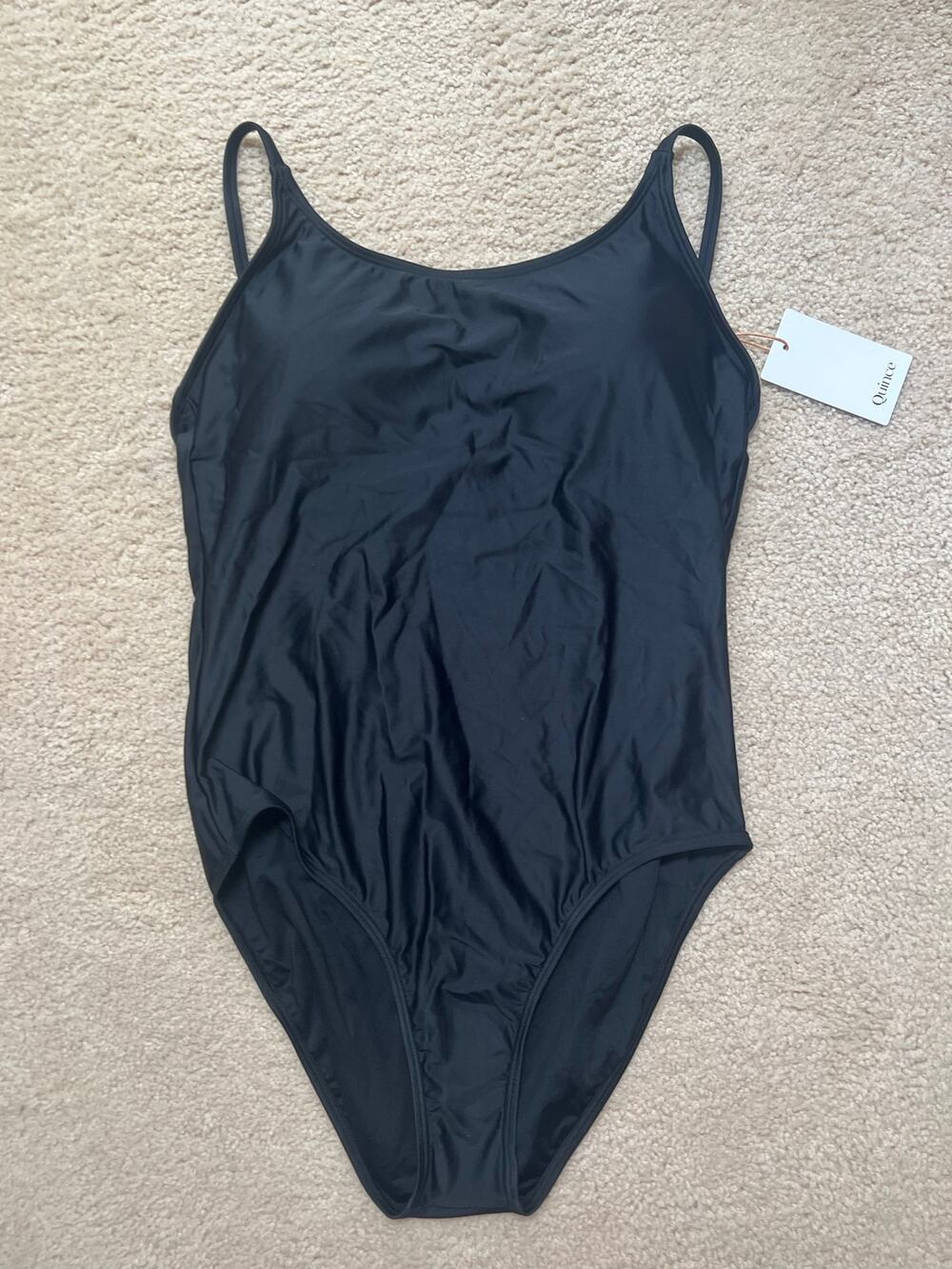 NEW Quince Italian Cami One-Piece Swimsuit Black Bathing-suit Italian Women's XL